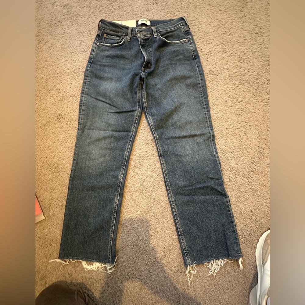 Agolde Blue Denim Jeans straight crop